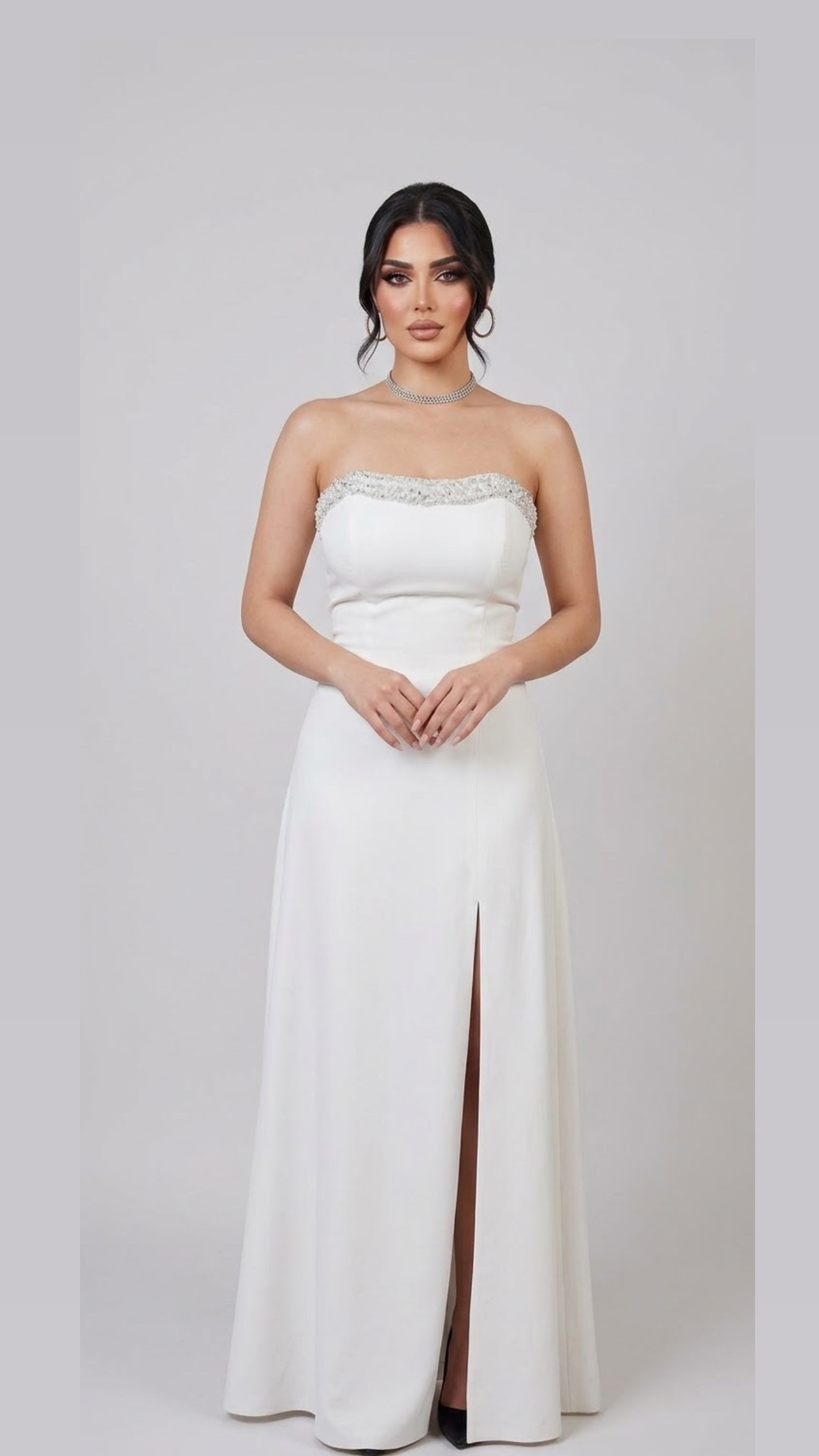 Elegant white evening dress