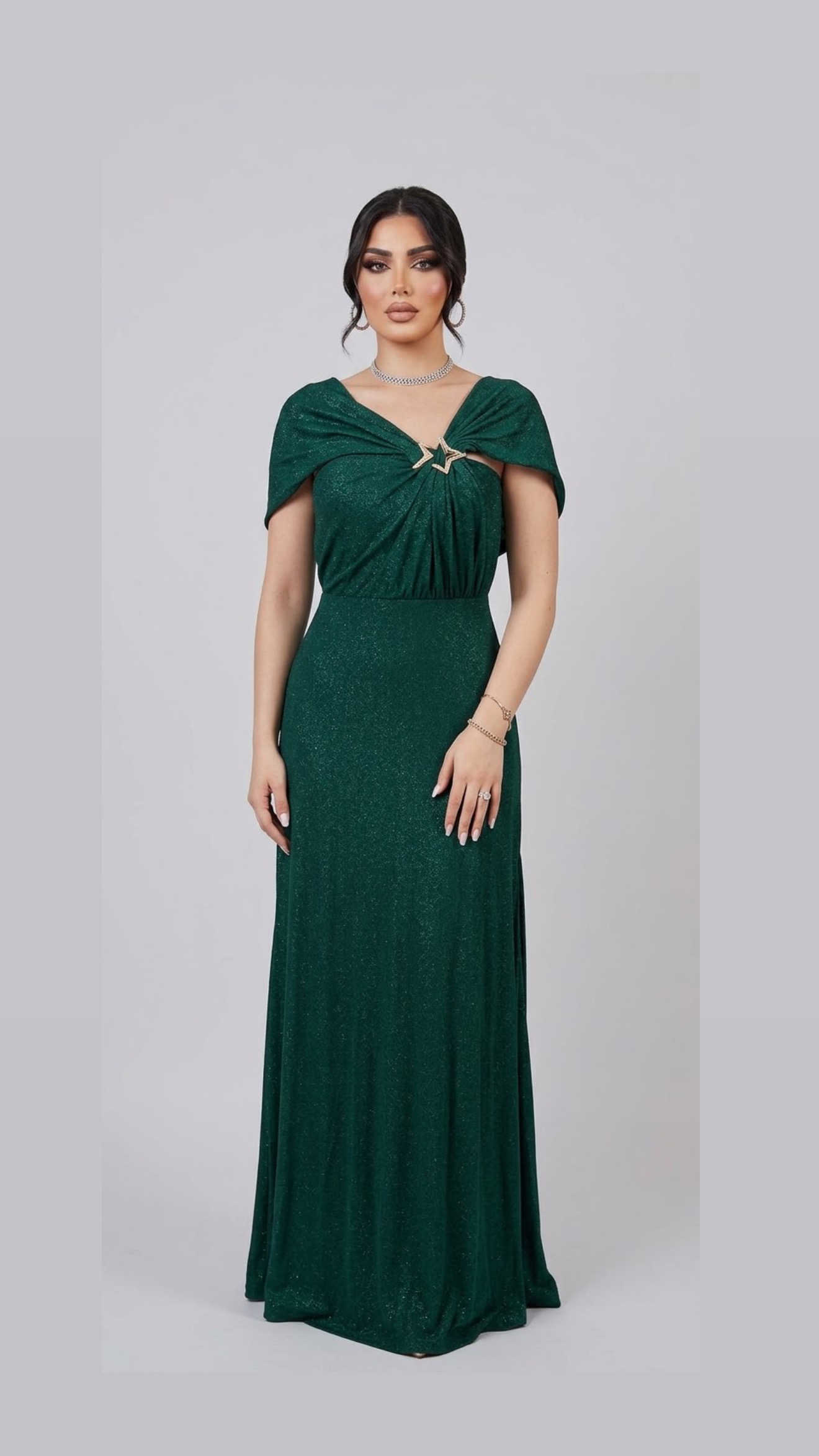 Elegant Shimmering Green Evening Dress